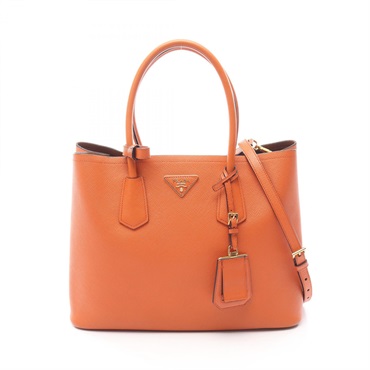 PRADA Tote shoulder crossbody Bag Saffiano leather Orange Used Women