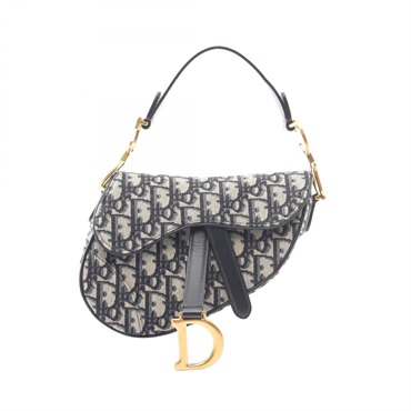 Christian Dior Mini Saddle bag Oblique Jacquard Handbag canvas leather Navy