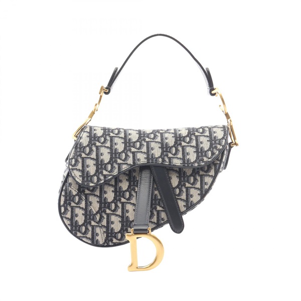 Christian Dior Mini Saddle bag Oblique Jacquard Handbag canvas leather Navy
