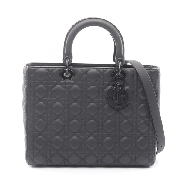 Christian Dior Lady Dior Large Shoulder Crossbody Cannage Handbag leather Used