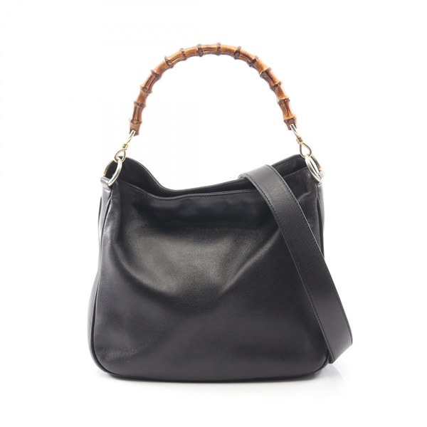GUCCI Bamboo crossbody shoulder Handbag 001 2013 15380 leather Black Used Women