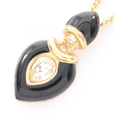 Dior Necklace Pendant Gold Plated crystal Black Used women