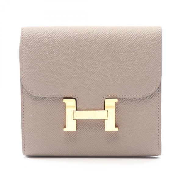HERMES Constance Compact Bi-fold wallet purse A Epsom leather Beige GHW Used