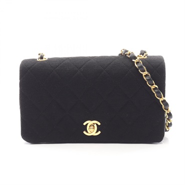 CHANEL Mini Matelasse chain crossbody Shoulder Bag fabric Lambskin Black GHW