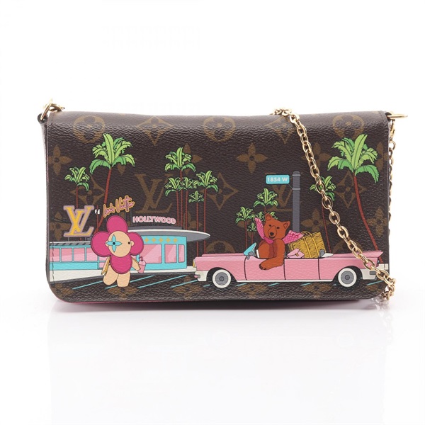 LOUIS VUITTON Pochette Felicie Chain Shoulder Crossbody Bag M80859 Monogram Used