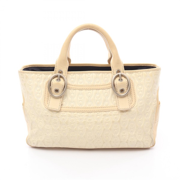 CELINE Boogie Hand Tote bag leather Beige Used Women