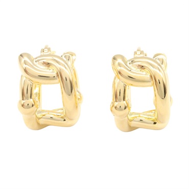 BOTTEGA VENETA Hoop Pierced earrings Gold Plated GHW Used women