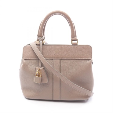 CELINE Small Cabas de France Shoulder Handbag 191963CRE leather Beige Used Women