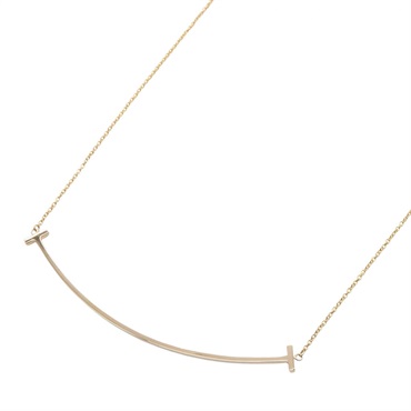 TIFFANY＆CO T Smile Large Necklace Pendant 18KRG Pink Rose Gold Used Women