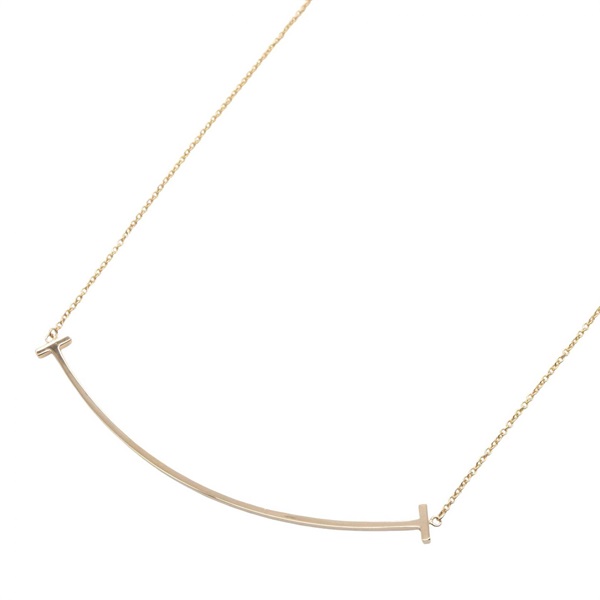 TIFFANY＆CO T Smile Large Necklace Pendant 18KRG Pink Rose Gold Used Women