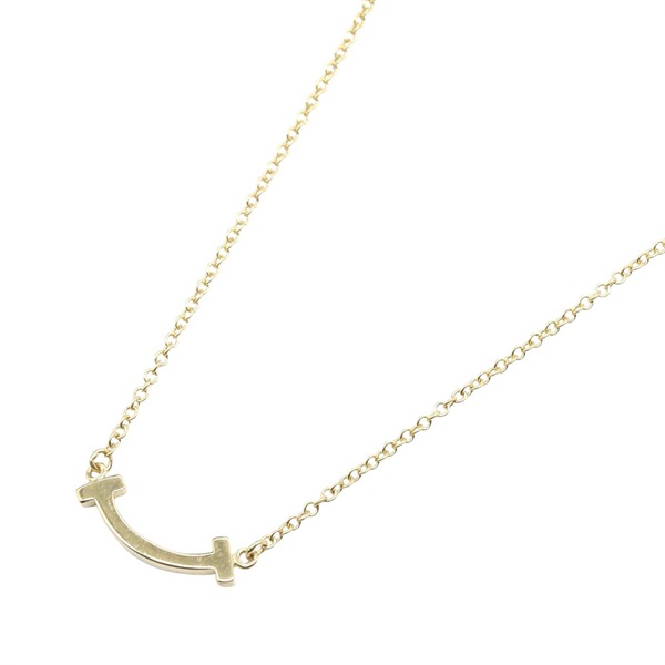TIFFANY＆CO T Smile Mini Necklace Pendant 18KYG Yellow Gold Used Women
