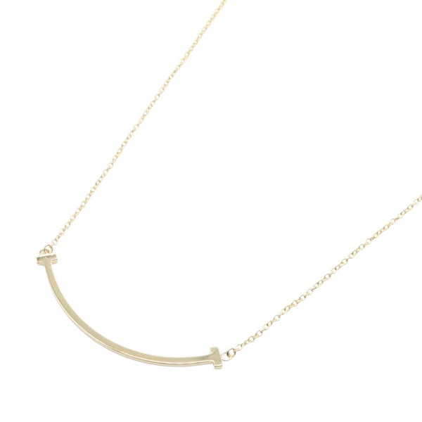 TIFFANY＆CO T Smile Necklace Pendant Small 18YG Yellow Gold Used Women