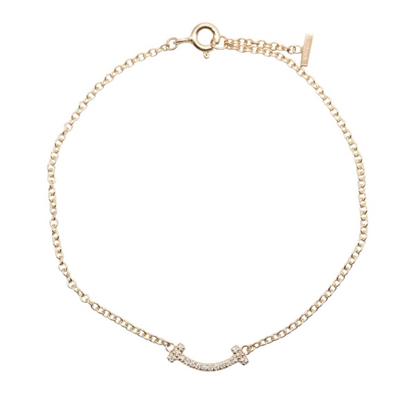 TIFFANY＆CO T Smile Mini Bracelet Diamond 62994576 18KRG Pink Gold Used Women