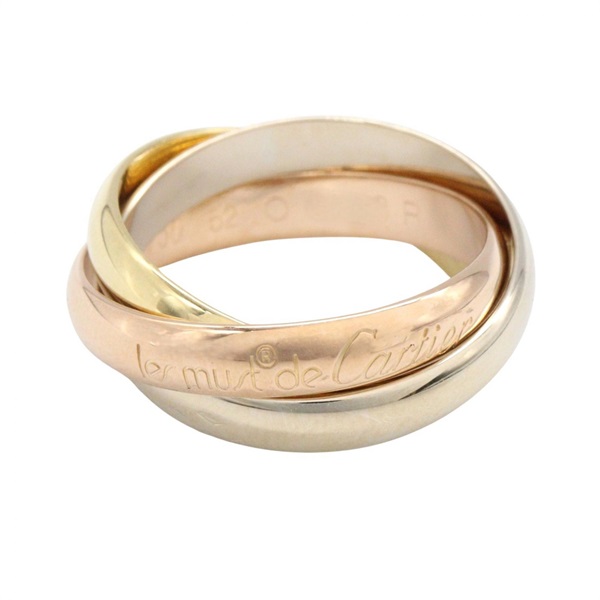 CARTIER Trinity Ring 18KWRYG Yellow White Pink Rose Gold Used US size #5.75 #52