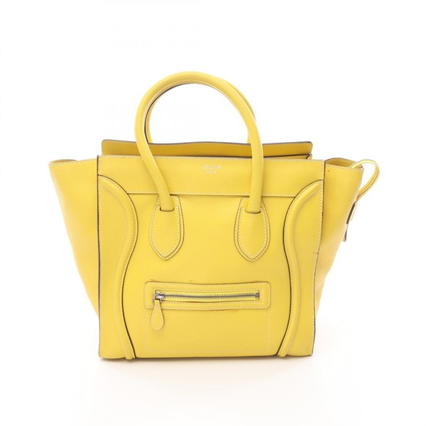 CELINE Luggage mini shopper Tote Handbag 165213 leather Yellow Used Women