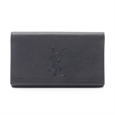 YVES SAINT LAURENT YSL logo business clutch bag 361120 leather Navy Used