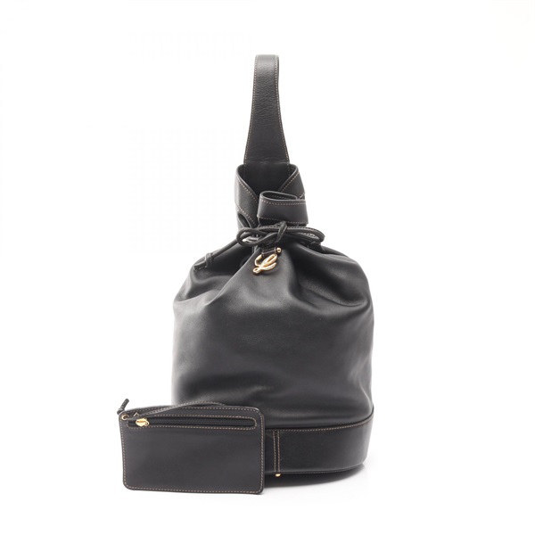 LOEWE logo Waist bag Crossbody leather Black Used Women