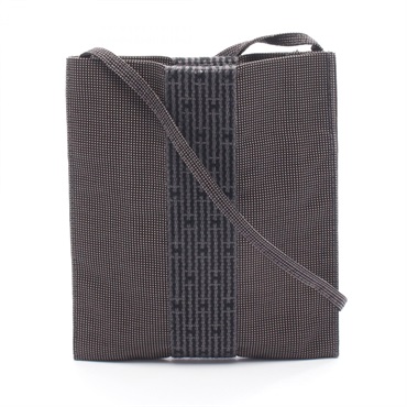 HERMES Herline pochette Shoulder crossbody Bag Nylon canvas Gray Used Women