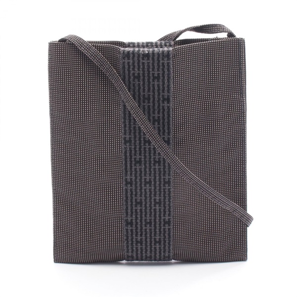 HERMES Herline pochette Shoulder crossbody Bag Nylon canvas Gray Used Women