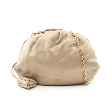 LOEWE Anagram Chain Shoulder Bag crossbody leather Gold Used Women GHW