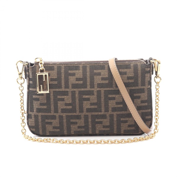 FENDI Baguette Pouch shoulder crossbody Handbag 8BS073AD23F1GE3 canvas Brown