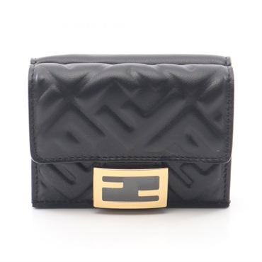 FENDI Baguette Tri-fold wallet purse 8M0395AAJDF0KUR leather Black NEW Women