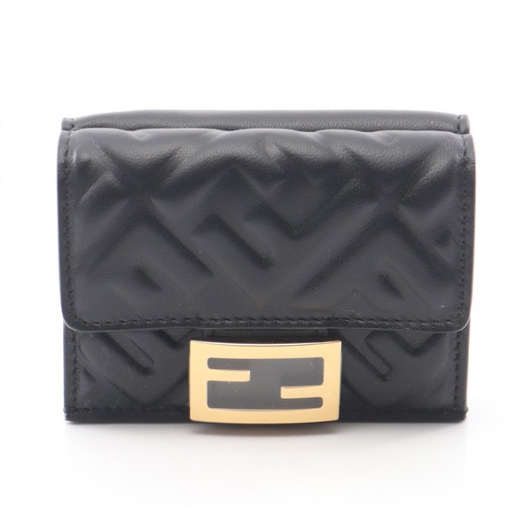 FENDI Baguette Tri-fold wallet purse 8M0395AAJDF0KUR leather Black NEW Women