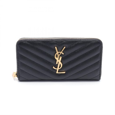 SAINT LAURENT PARIS Monogram long wallet 358094BOW011000 leather Black NEW Women