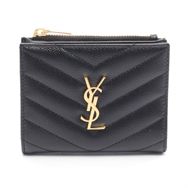 SAINT LAURENT PARIS Monogram Bi-fold wallet leather Black NEW Women YSL