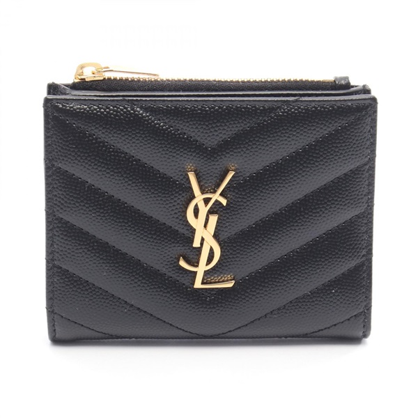 SAINT LAURENT PARIS Monogram Bi-fold wallet leather Black NEW Women YSL