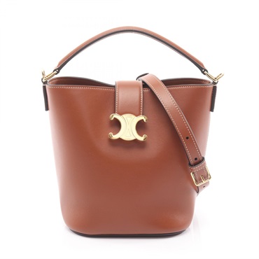 CELINE Small Bucket Louise shoulder crossbody Handbag 119173FX904LU leather tan