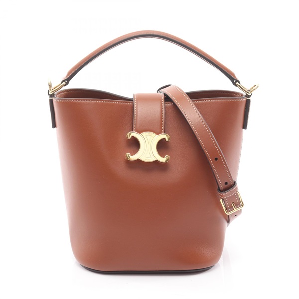 CELINE Small Bucket Louise shoulder crossbody Handbag 119173FX904LU leather tan