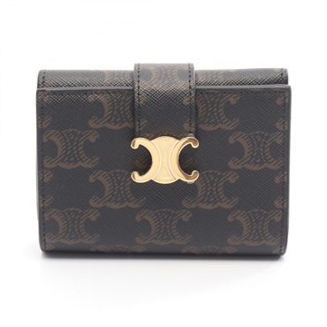 CELINE Triomphe Trifold Wallet 10M962CQH04LU PVC coated canvas leather Brown NEW