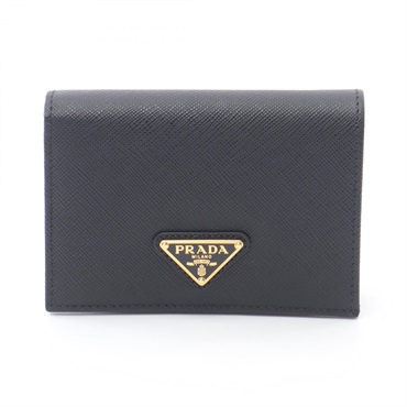PRADA SAFFIANO TRIANG Bi-fold wallet purse 1MV021QHHF0002 leather Black NEW