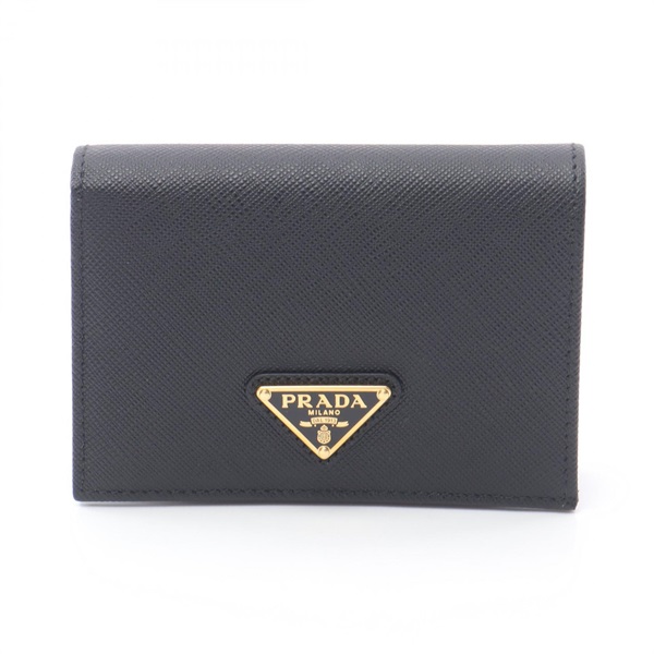 PRADA SAFFIANO TRIANG Bi-fold wallet purse 1MV021QHHF0002 leather Black NEW