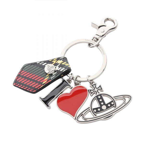 Vivienne Westwood Key Ring Holder Chain Metal Synthetic leather Black Red NEW