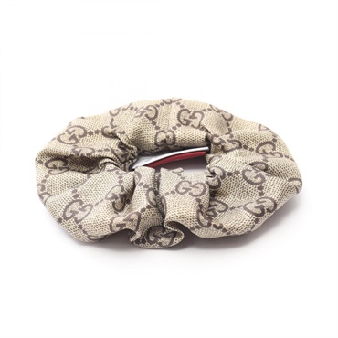 GUCCI GG pattern Scrunchie hair accessaries Silk Beige Brown NEW Women
