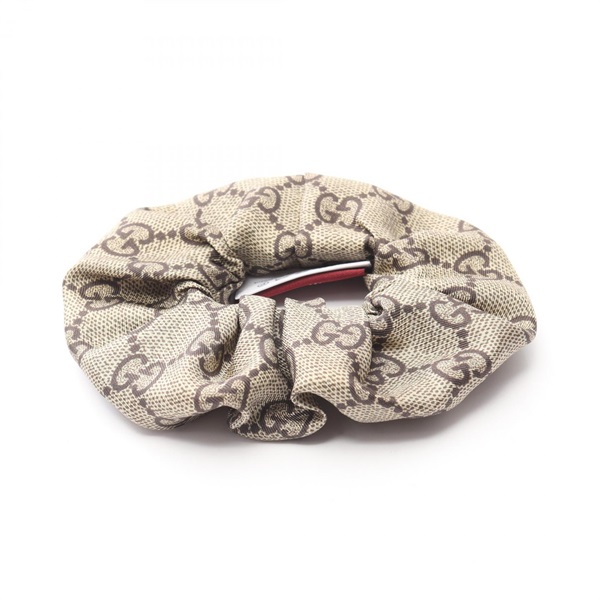 GUCCI GG pattern Scrunchie hair accessaries Silk Beige Brown NEW Women
