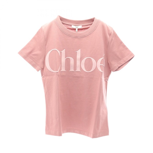 Chloe logo Short sleeve T-shirt CHC24WJH036S1S cotton Pink #S NEW Women