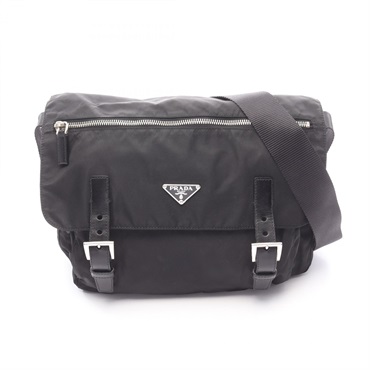 PRADA VELA SPORT Shoulder crossbody Bag BT6671 Nylon Saffiano leather Black Used