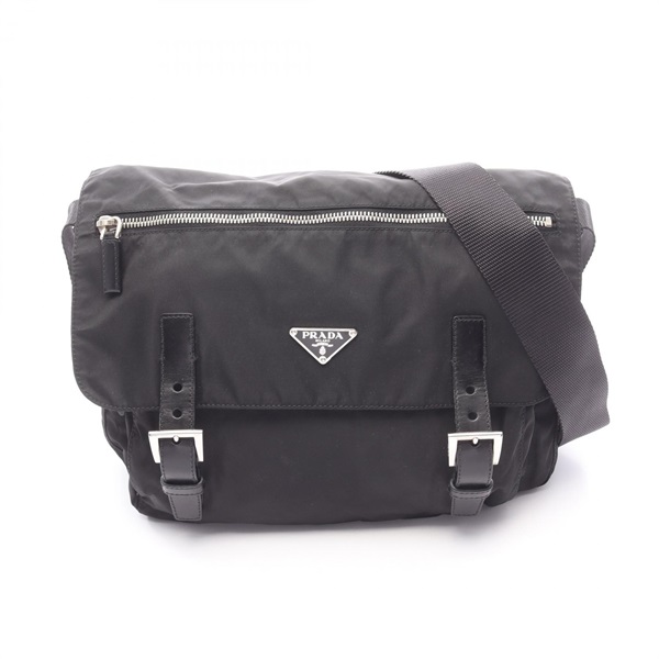 PRADA VELA SPORT Shoulder crossbody Bag BT6671 Nylon Saffiano leather Black Used