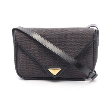 YVES SAINT LAURENT Shoulder Bag canvas leather Gray Black Multicolor Used Women