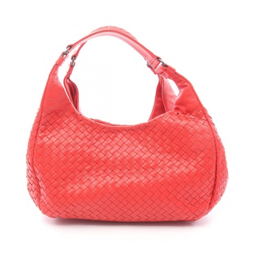 BOTTEGA VENETA Intrecciato Hobo Handbag leather Red Used Women