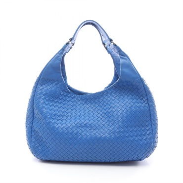 BOTTEGA VENETA Large Campana Intrecciato Shoulder Bag 124864 leather Blue Used