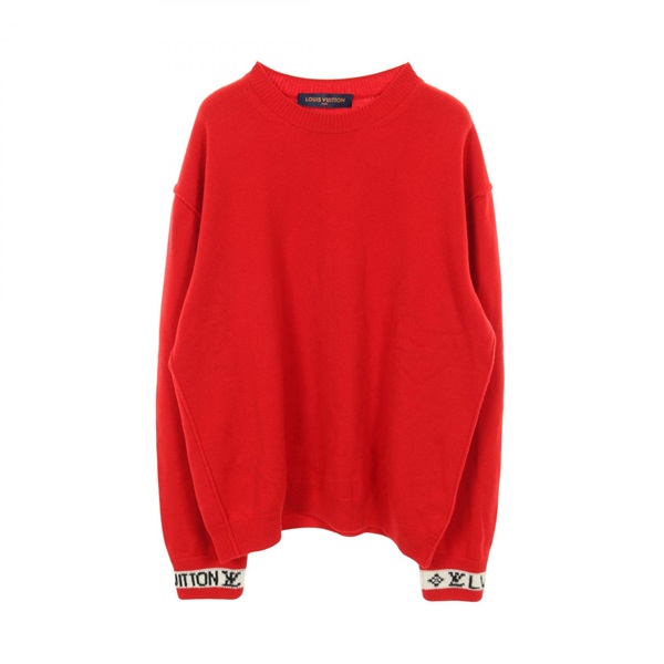 LOUIS VUITTON LV cuffs knitwear sweater cashmere wool Red Used mens size L