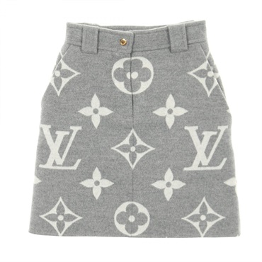 LOUIS VUITTON Monogram Giant mini Skirt #34 RW212WTUVFLSK25 wool Gray Gres Used