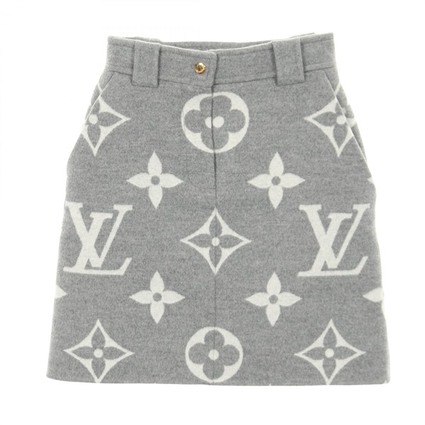 LOUIS VUITTON Monogram Giant mini Skirt #34 RW212WTUVFLSK25 wool Gray Gres Used