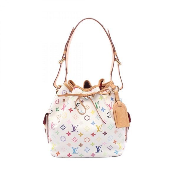 LOUIS VUITTON Petit Noe Shoulder Bag M42229 Monogram Multicolore Blanc Used