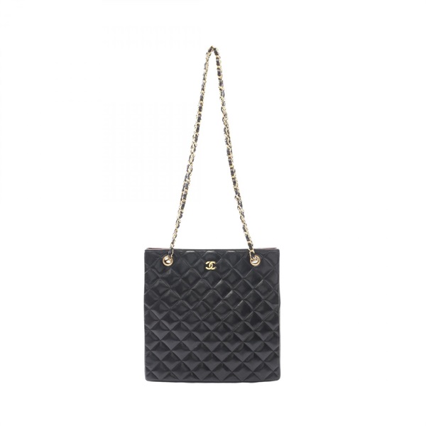 CHANEL Matelasse Tote chain shoulder crossbody Bag Lambskin Black Used GHW