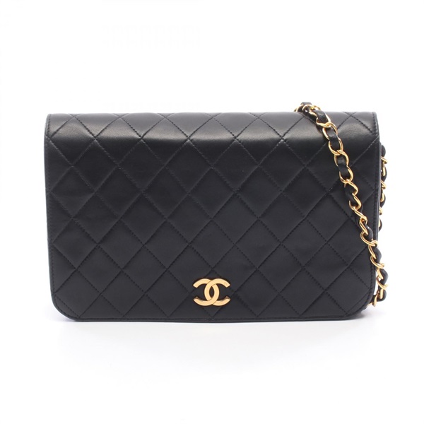 CHANEL Matelasse full flap chain Shoulder Bag Lambskin Black Used Women COCO